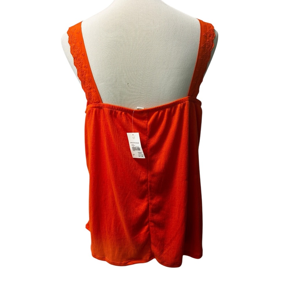 Cato Lace-Up Tank Top Sleeveless Casual Summer Blouse Orange Size L - Picture 3 of 11